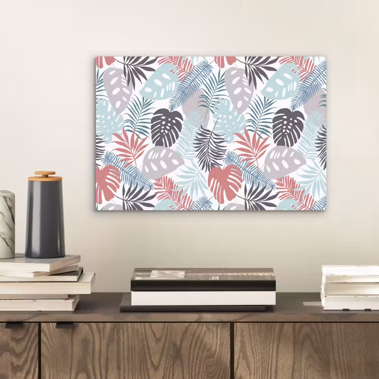 Bladeren - Tropical - Pastel - Jungle aluminium wit klein -sfeer1