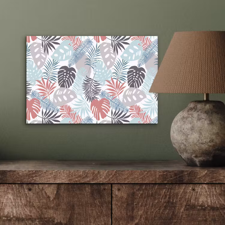 Bladeren - Tropical - Pastel - Jungle aluminium wit klein -sfeer2