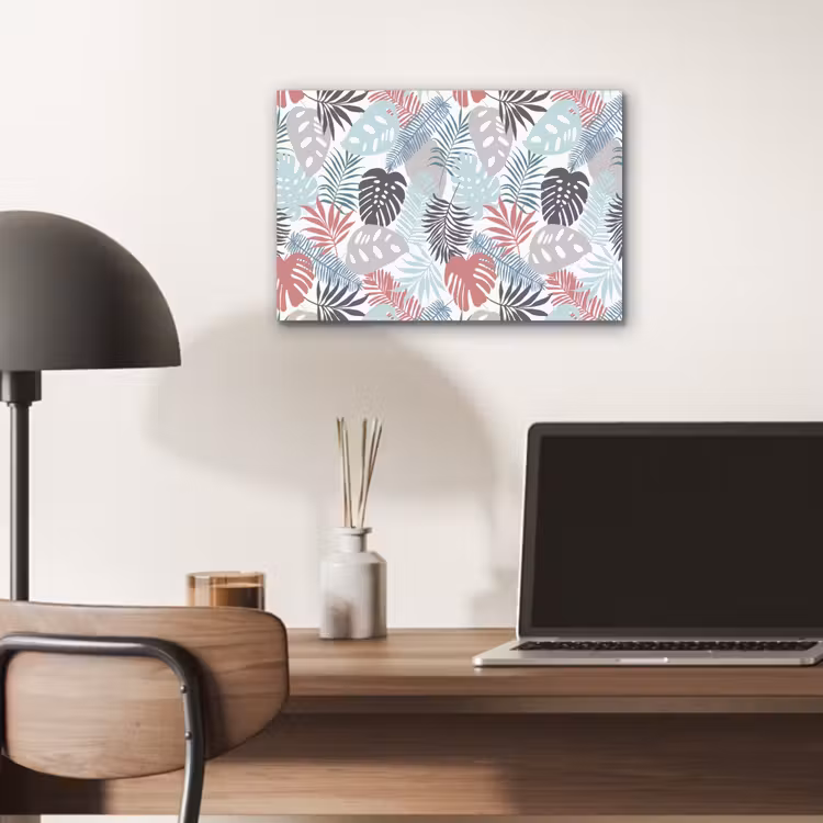 Bladeren - Tropical - Pastel - Jungle aluminium wit klein -sfeer5