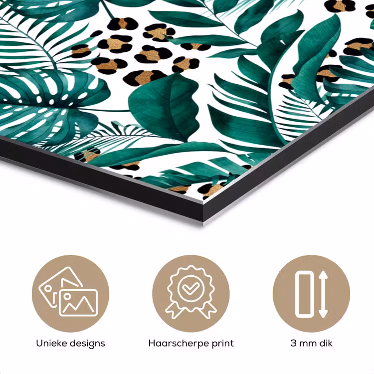 Bladeren - Tropisch - Jungle aluminium wit klein -closeup_NL