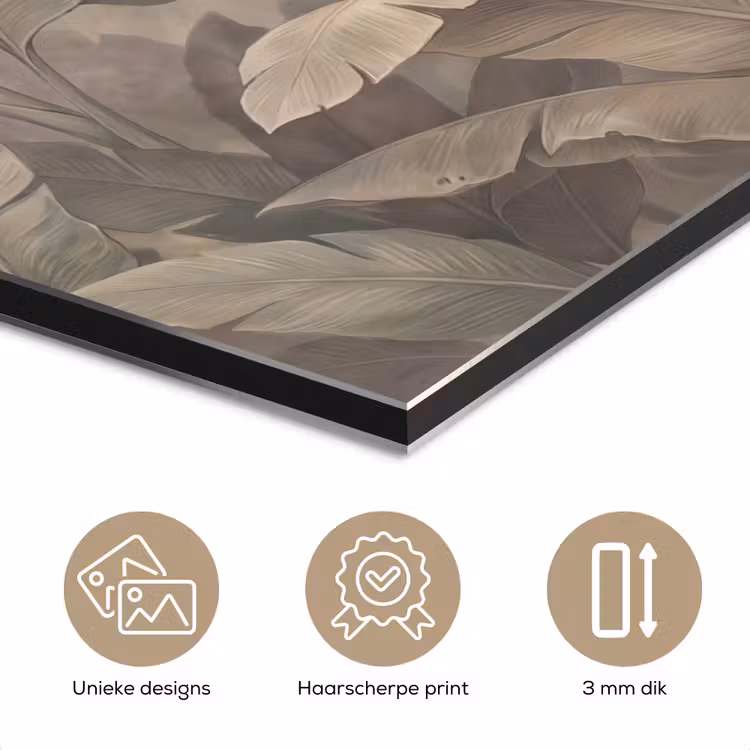 Bladeren - Tropisch - Natuur - Modern - Beige aluminium wit klein -closeup_NL