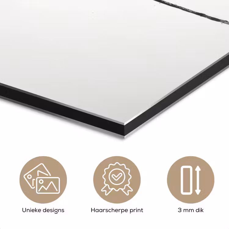 Bladeren - Zwart - Lotusbloem - Minimalitisch aluminium wit klein -closeup_NL