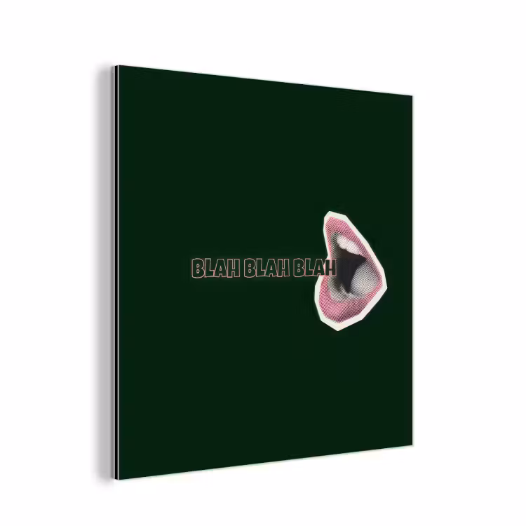 BLAH BLAH BLAH - Mond - Groen aluminium wit klein -3d