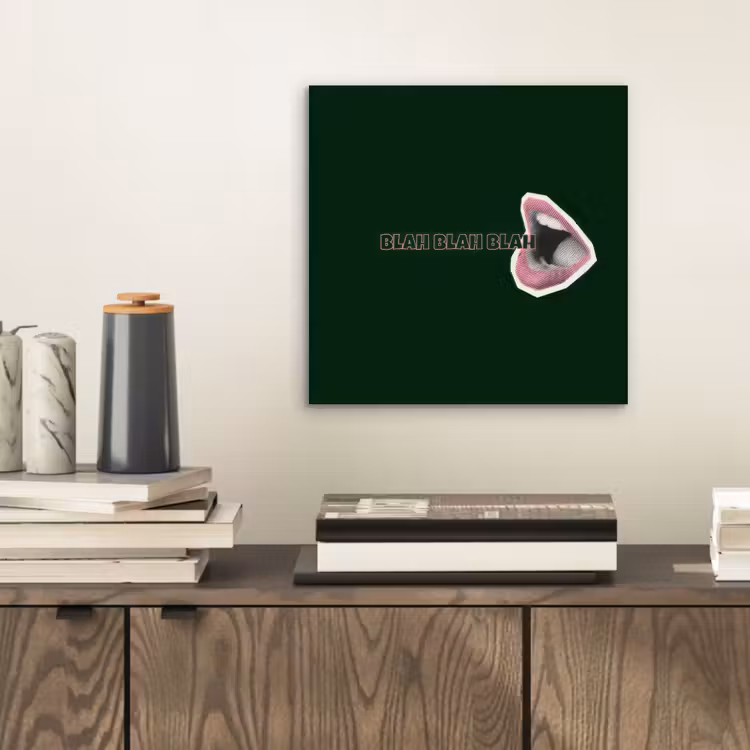BLAH BLAH BLAH - Mond - Groen aluminium wit klein -sfeer1