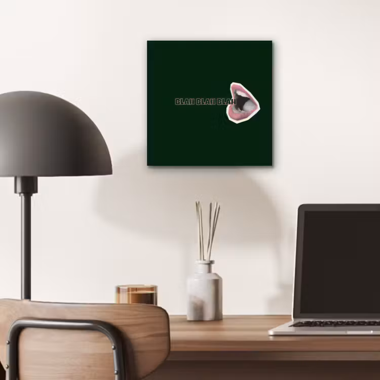 BLAH BLAH BLAH - Mond - Groen aluminium wit klein -sfeer5