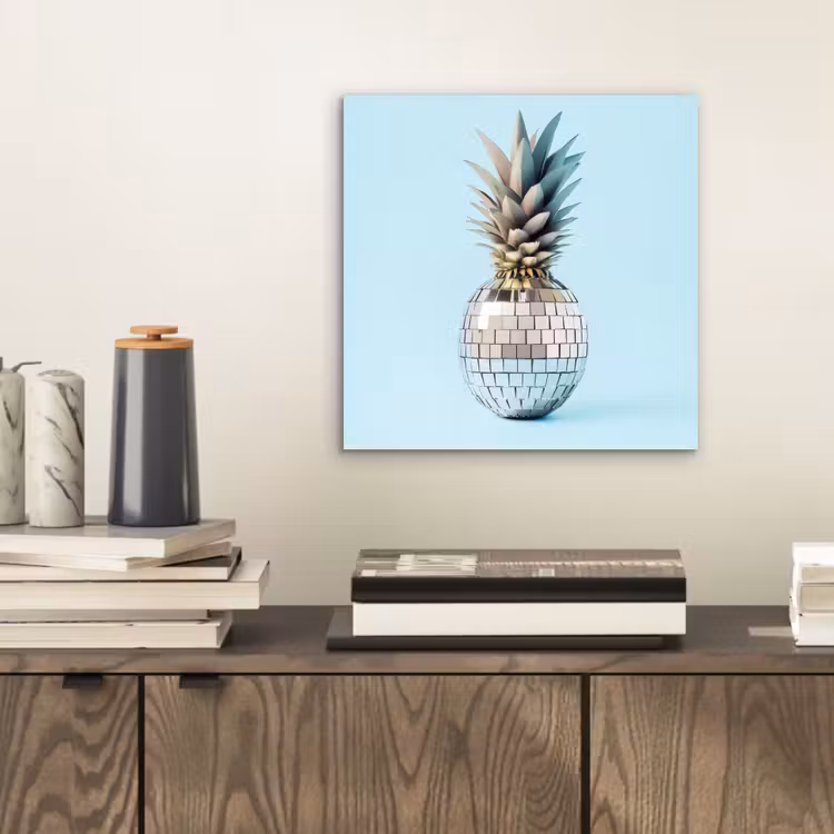 Blauw - Ananas - Disco - Discobal aluminium wit klein -sfeer1