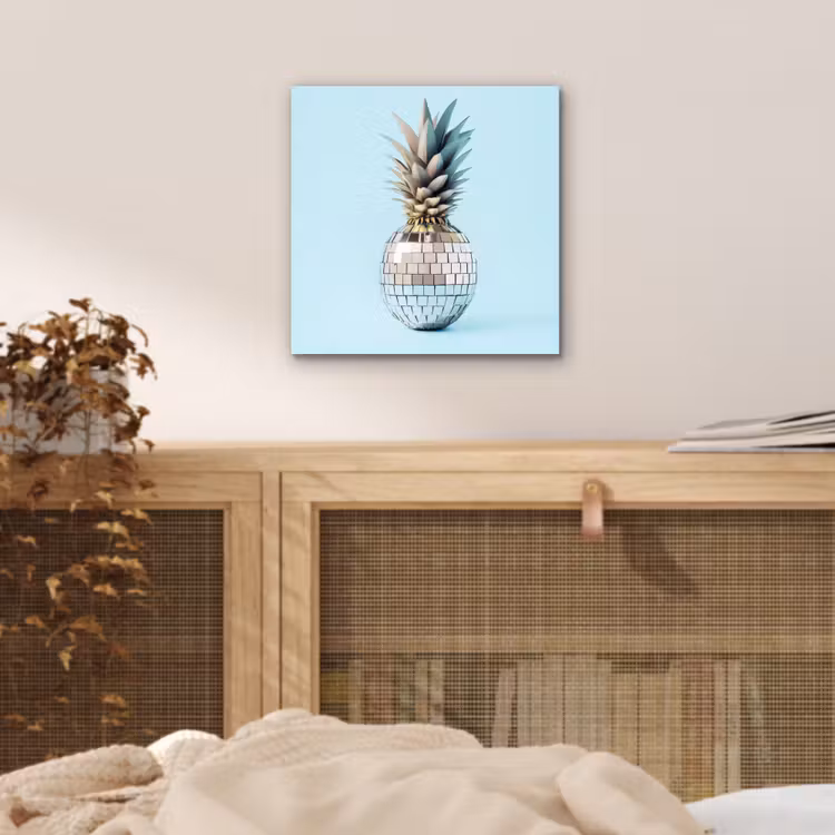 Blauw - Ananas - Disco - Discobal aluminium wit klein -sfeer3