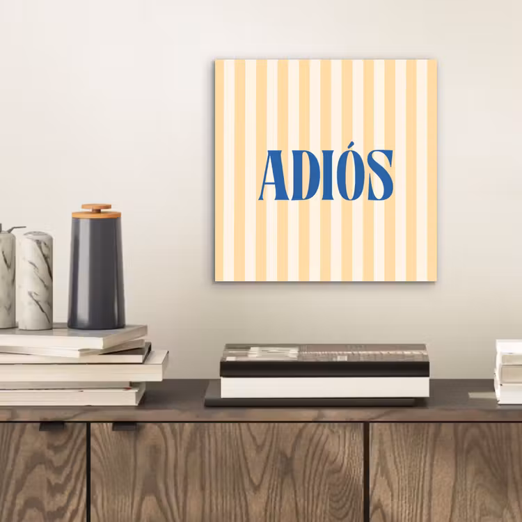 Blauw - Geel - Strepen - Adiós aluminium wit klein -sfeer1