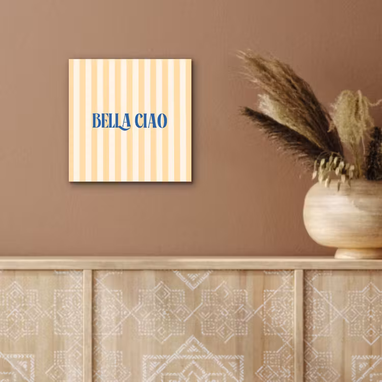 Blauw - Geel - Strepen - Bella Ciao aluminium wit klein -sfeer4