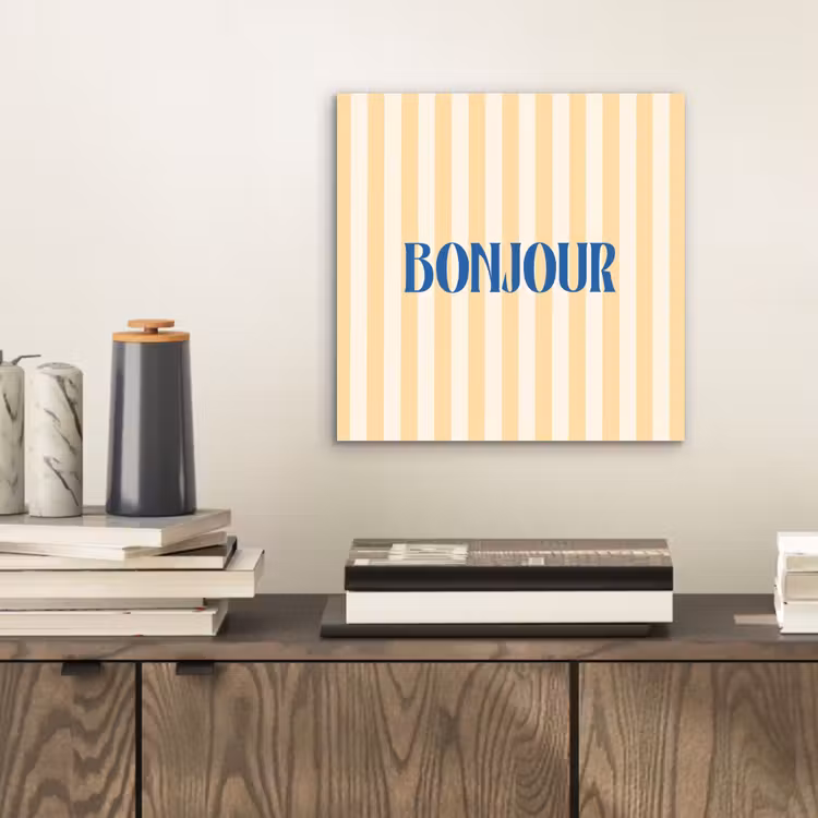 Blauw - Geel - Strepen - Bonjour aluminium wit klein -sfeer1