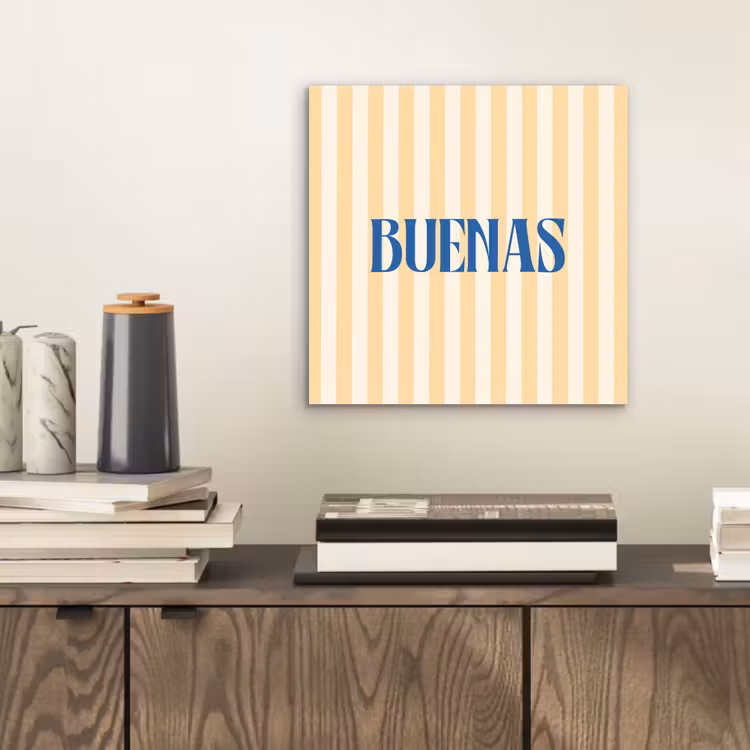 Blauw - Geel - Strepen - Buenas aluminium wit klein -sfeer1
