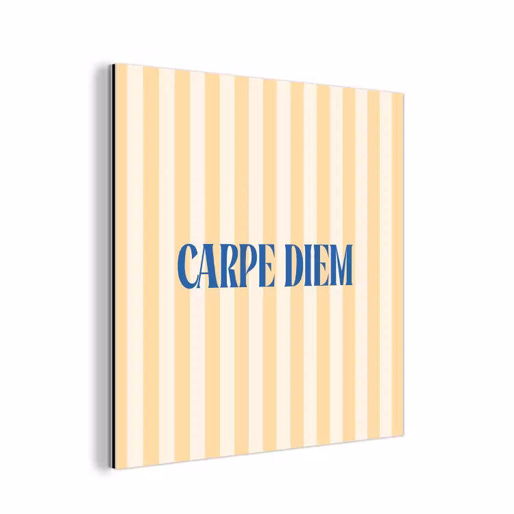Blauw - Geel - Strepen - Carpe Diem aluminium wit klein -3d