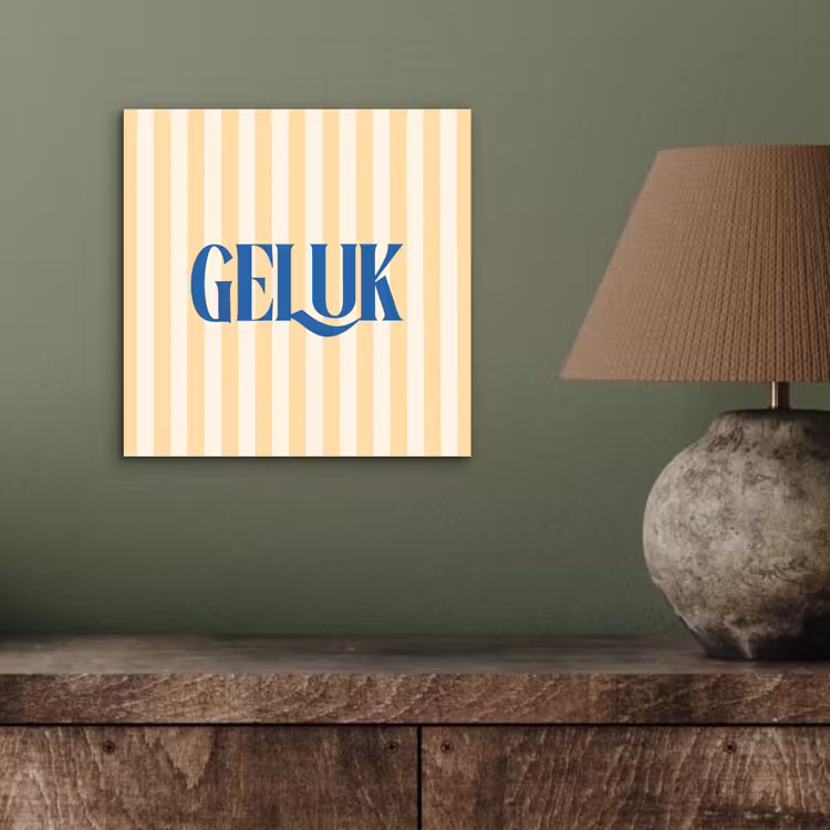Blauw - Geel - Strepen - Geluk aluminium wit klein -sfeer2