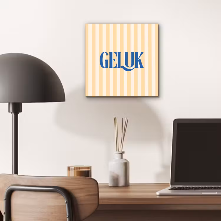 Blauw - Geel - Strepen - Geluk aluminium wit klein -sfeer5