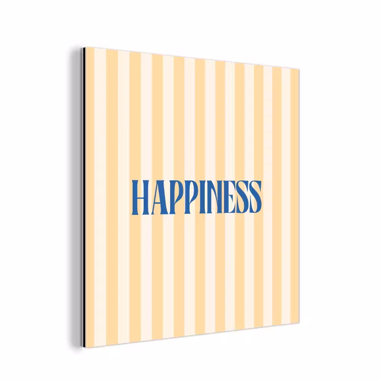 Blauw - Geel - Strepen - Happiness aluminium wit klein -3d