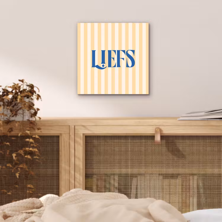 Blauw - Geel - Strepen - Liefs aluminium wit klein -sfeer3