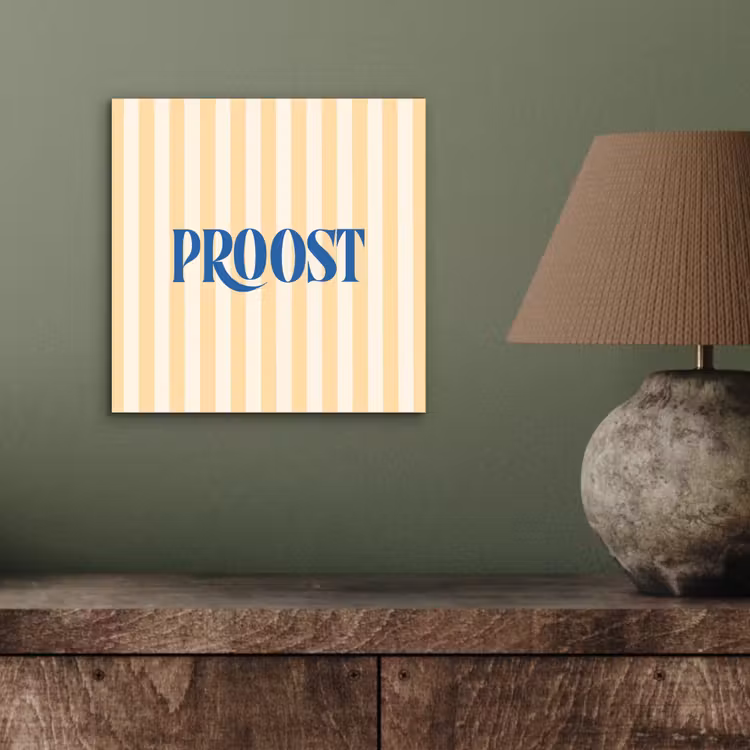 Blauw - Geel - Strepen - Proost aluminium wit klein -sfeer2