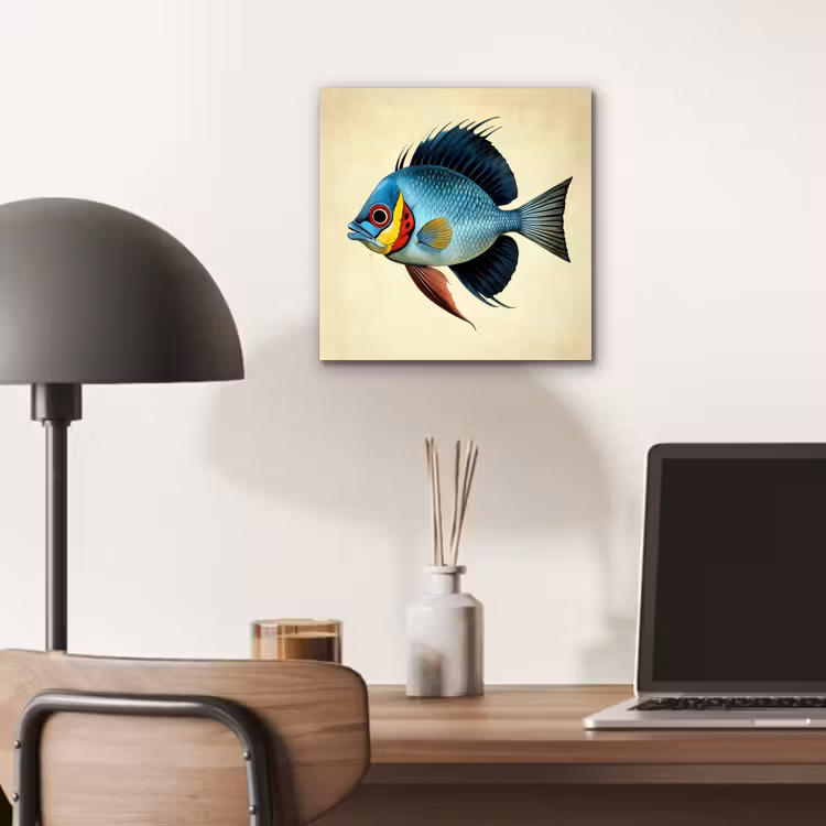 Blauw - Kieuwen - Vis - Illustratie aluminium wit klein -sfeer5