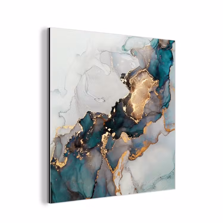 Blauw - Marmer - Goud aluminium wit klein -3d