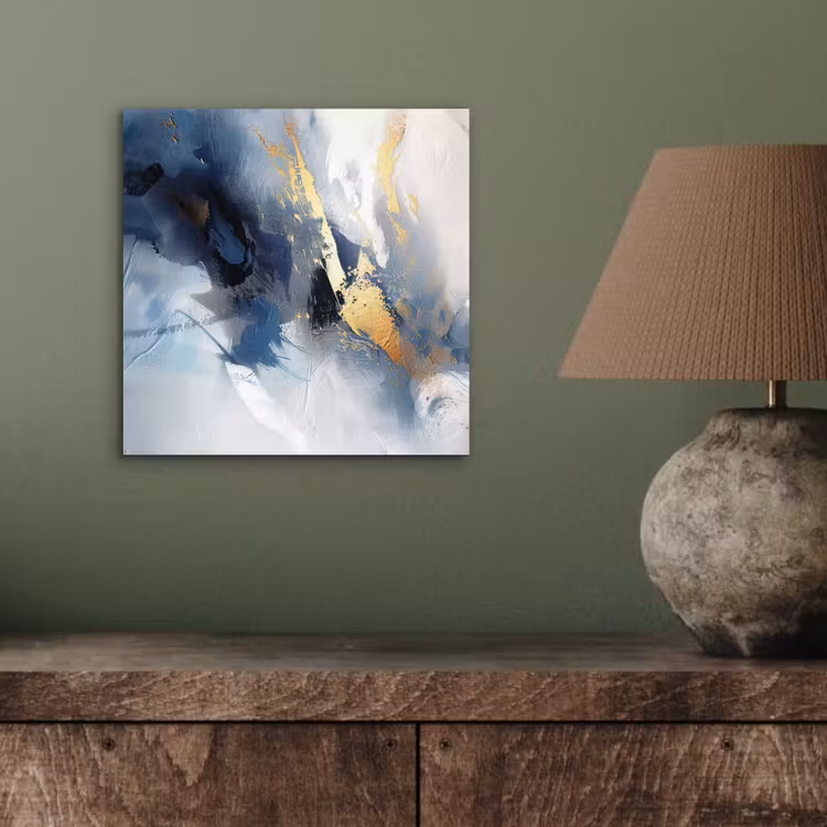 Blauw - Modern - Marmer - Abstract - Goud aluminium wit klein -sfeer2