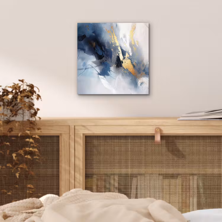 Blauw - Modern - Marmer - Abstract - Goud aluminium wit klein -sfeer3