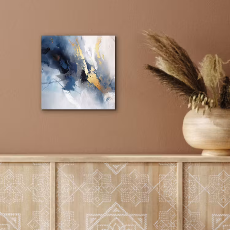 Blauw - Modern - Marmer - Abstract - Goud aluminium wit klein -sfeer4