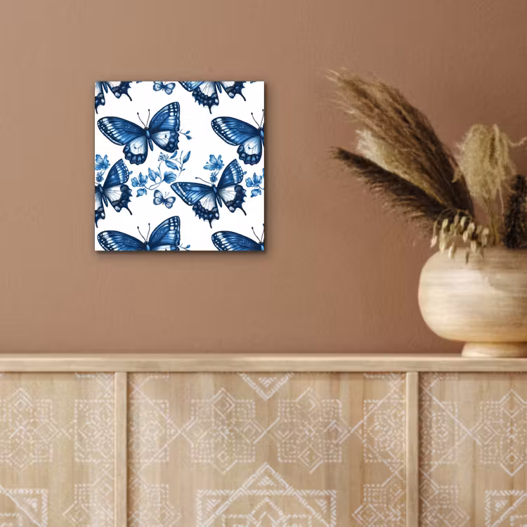 Blauw - Vlinders - Bloemen - Wit aluminium wit klein 46 -sfeer4