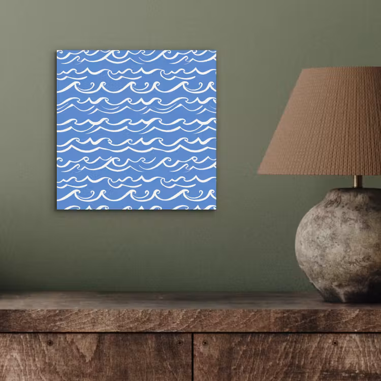 Blauw - Wit - Simpel - Getekend - Golven aluminium wit klein 46 -sfeer2