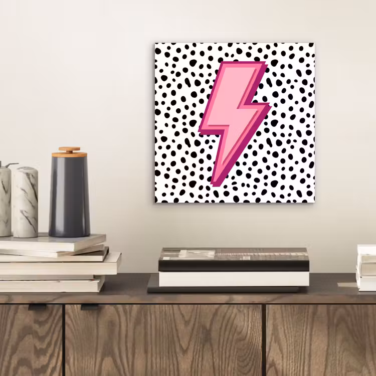 Bliksem - Roze - Stippen aluminium wit klein -sfeer1