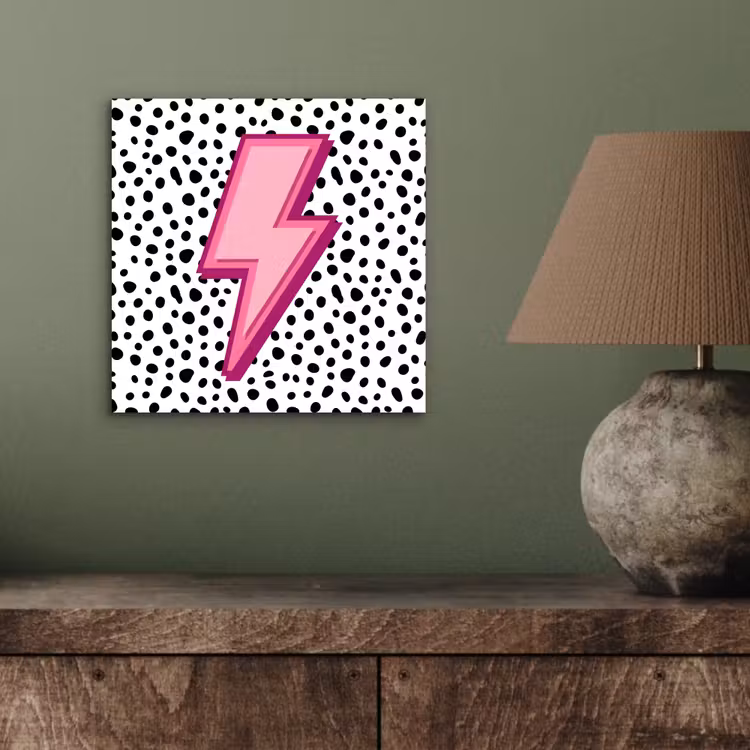 Bliksem - Roze - Stippen aluminium wit klein -sfeer2
