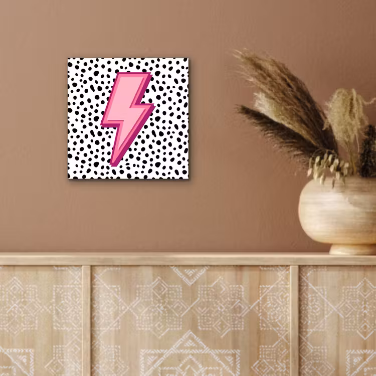 Bliksem - Roze - Stippen aluminium wit klein -sfeer4