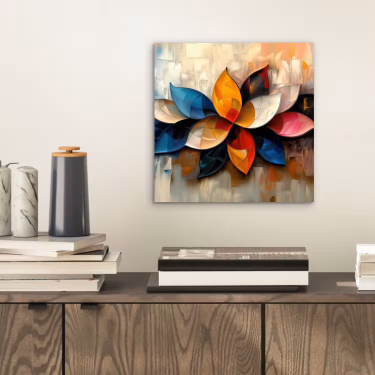 Bloem - Abstract - Kleurrijk - Bladeren aluminium wit klein -sfeer1