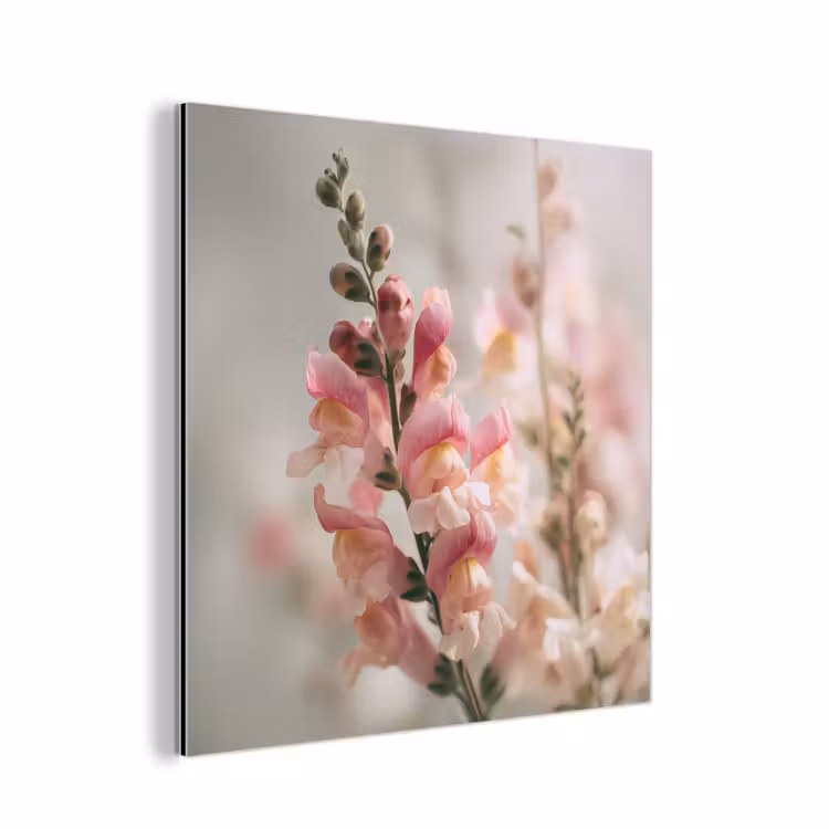 Bloem - Leeuwenbek - Roze - Stengel aluminium wit klein -3d