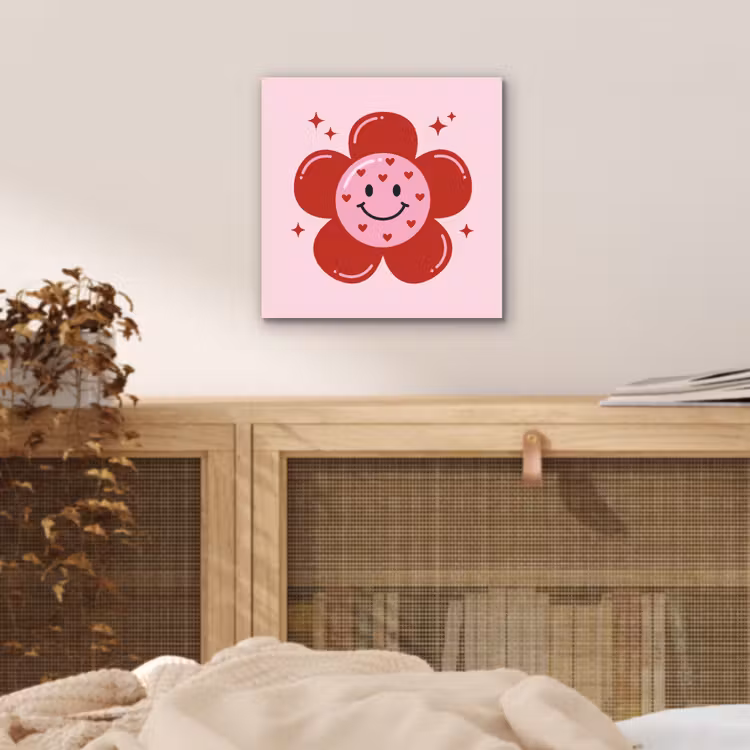 Bloem - Roze - Hartjes aluminium wit klein -sfeer3