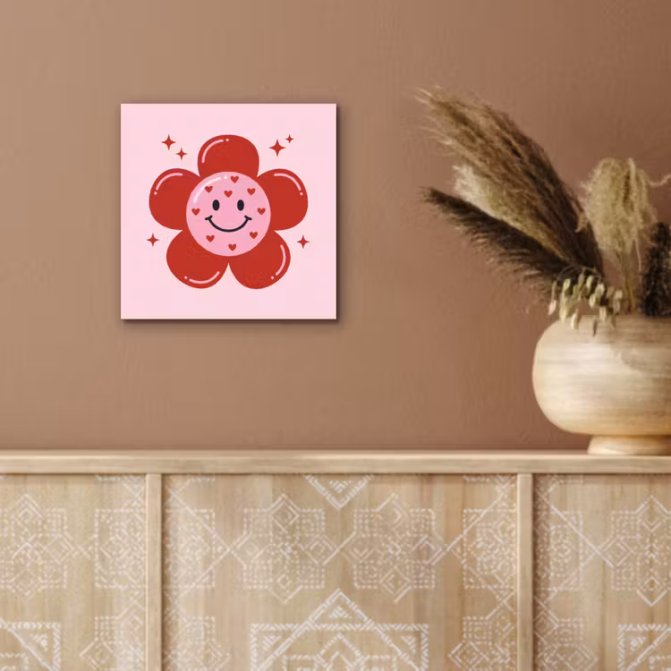Bloem - Roze - Hartjes aluminium wit klein -sfeer4