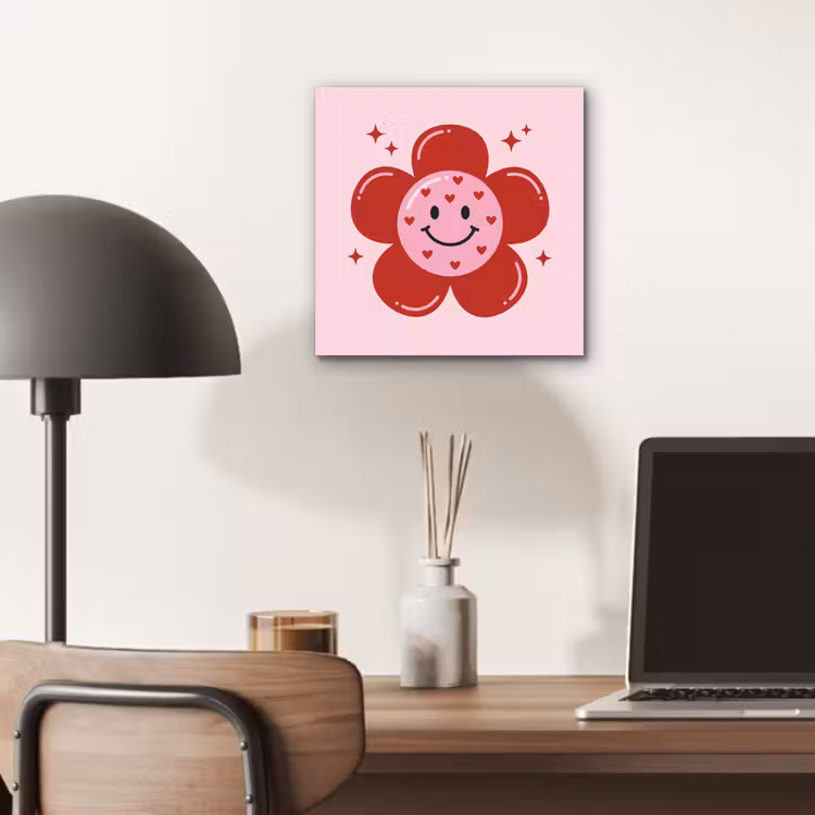 Bloem - Roze - Hartjes aluminium wit klein -sfeer5