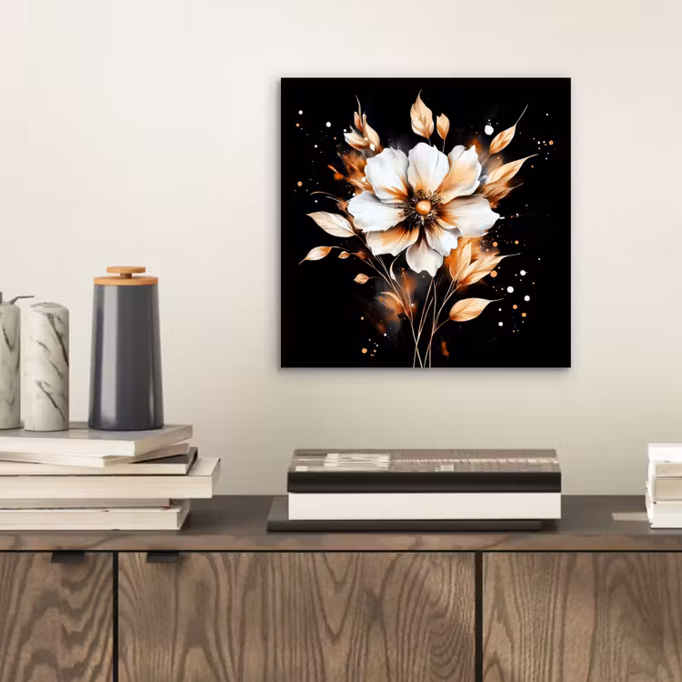 Bloem - Verf - Goud - Graffiti - Modern aluminium wit klein -sfeer1