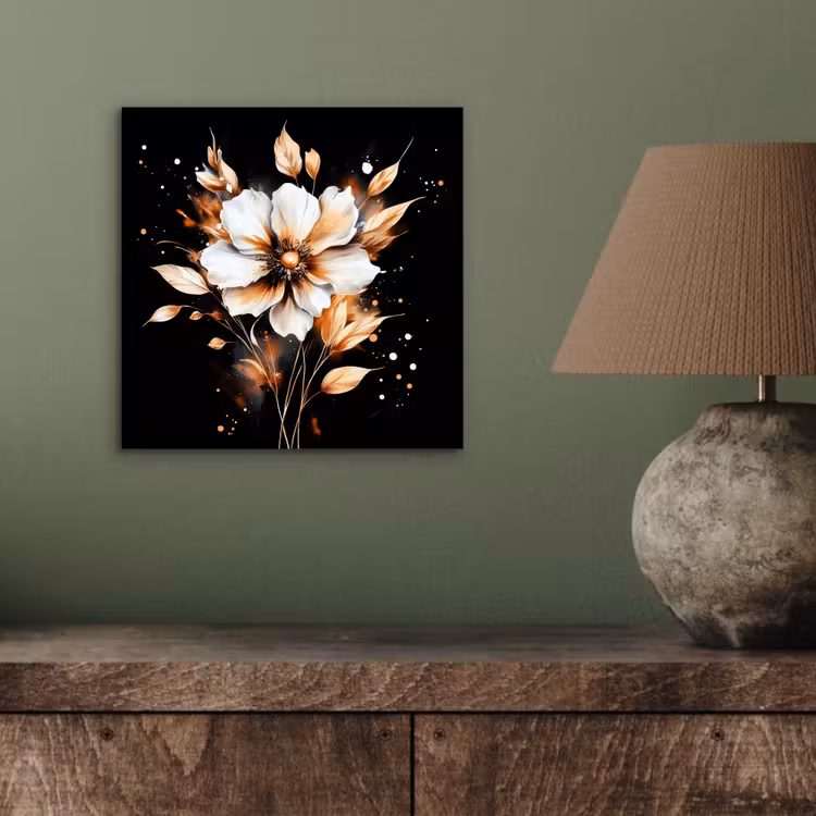 Bloem - Verf - Goud - Graffiti - Modern aluminium wit klein -sfeer2