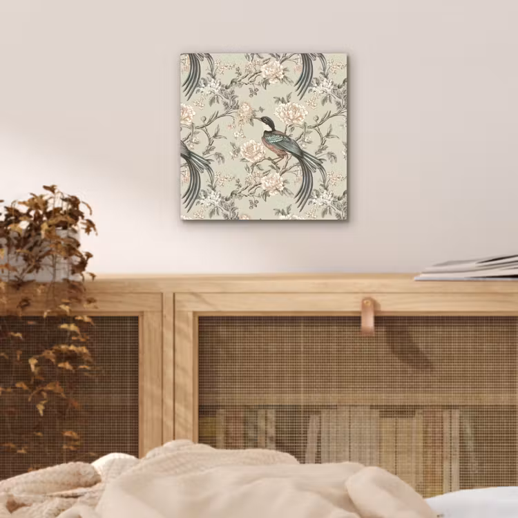 Bloem - Vogel - Kleurrijk aluminium wit klein 46 -sfeer3