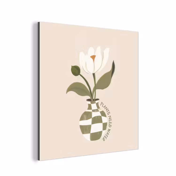Bloem - Wit - Vaas - Quote aluminium wit klein -3d