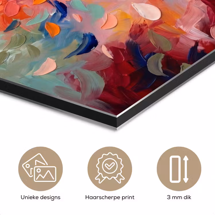 Bloemen - Abstract - Kunst - Modern aluminium wit klein -closeup_NL