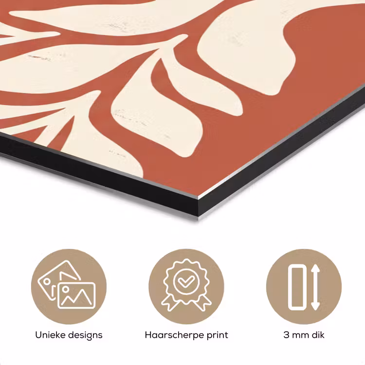 Bloemen - Abstract - Modern - Beige - Natuur aluminium wit klein -closeup_NL