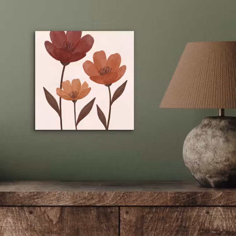 Bloemen - Abstract - Modern - Bruin - Decoratief aluminium wit klein -sfeer2