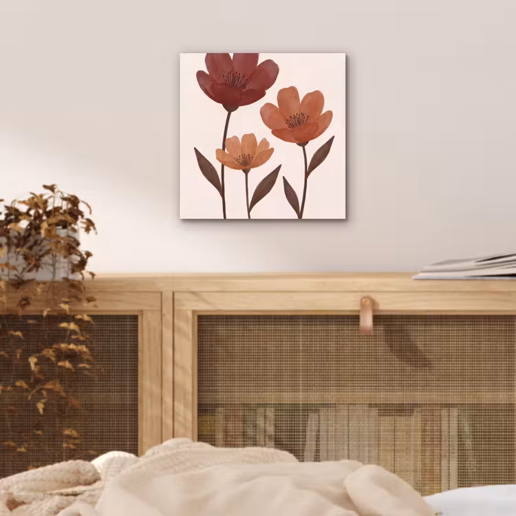 Bloemen - Abstract - Modern - Bruin - Decoratief aluminium wit klein -sfeer3