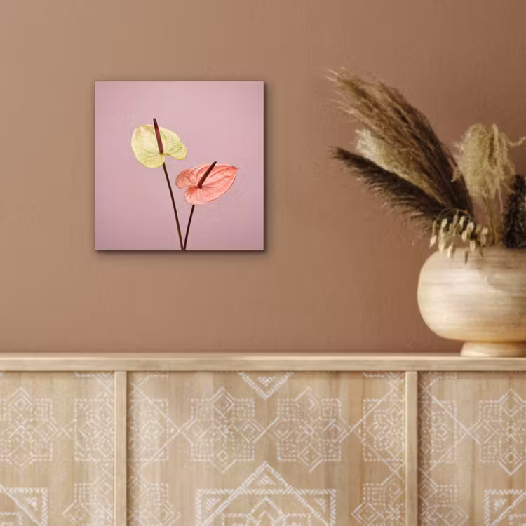 Bloemen - Anthuriums - Geel - Roze aluminium wit klein -sfeer4