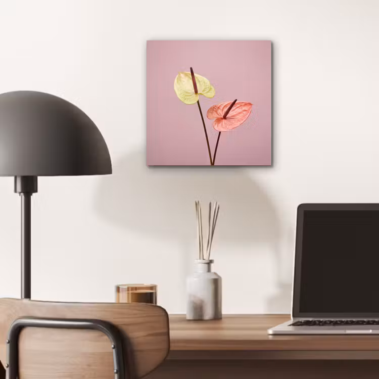Bloemen - Anthuriums - Geel - Roze aluminium wit klein -sfeer5