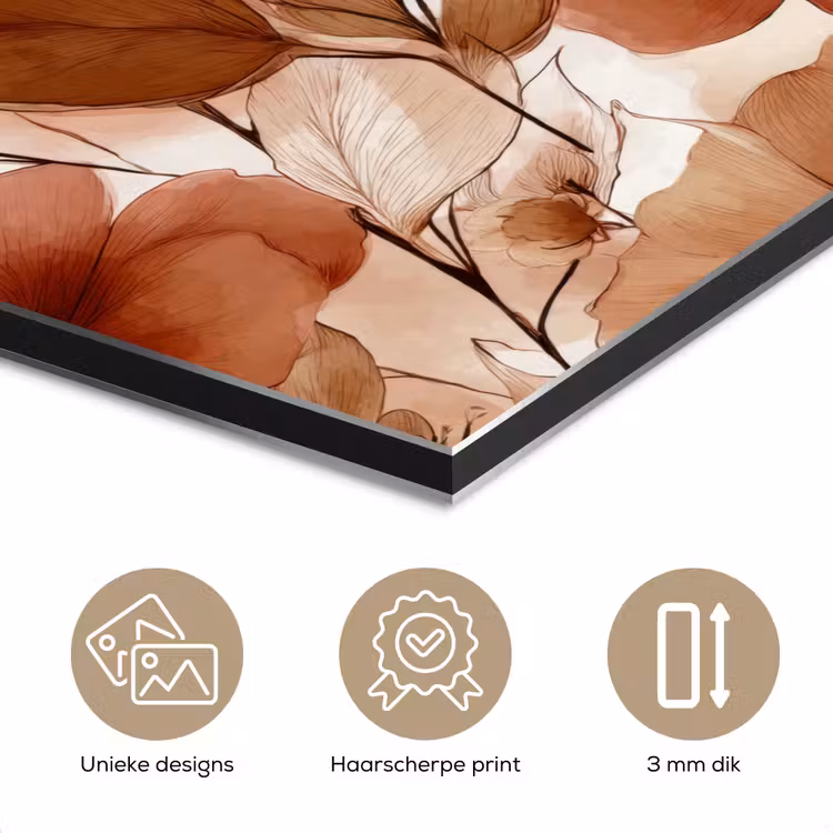 Bloemen - Aquarel - Botanisch - Terracotta aluminium wit klein 46 -closeup_NL