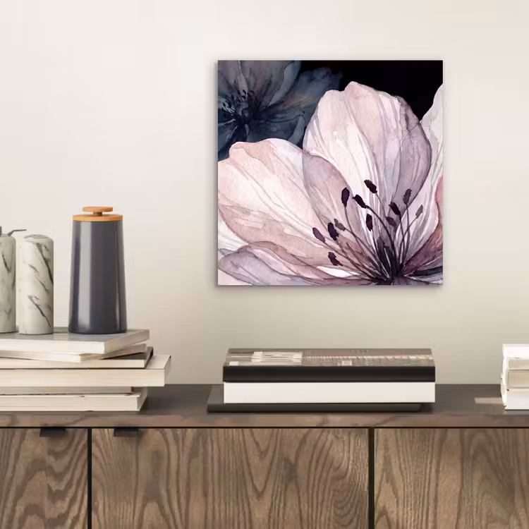 Bloemen - Aquarel - Modern - Roze - Donker aluminium wit klein -sfeer1