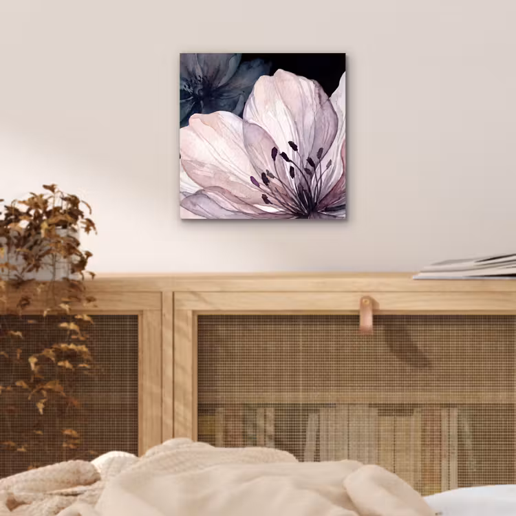 Bloemen - Aquarel - Modern - Roze - Donker aluminium wit klein -sfeer3