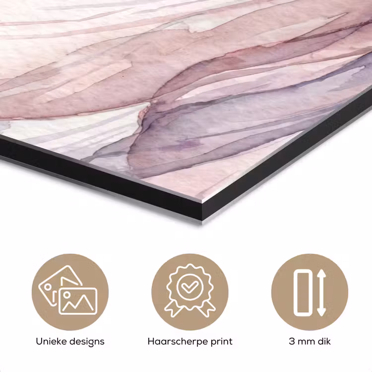 Bloemen - Aquarel - Modern - Roze - Donker aluminium wit klein -closeup_NL